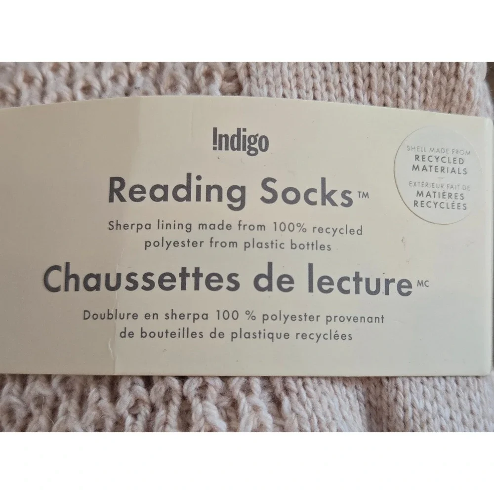 Indigo Reading Socks Blush Pink Waffle Knit Sherpa Lined‎ Recycled Materials NEW